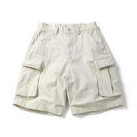 Shorts cargo mi-taille en coton 100% respirant avec cordon de serrage élastique