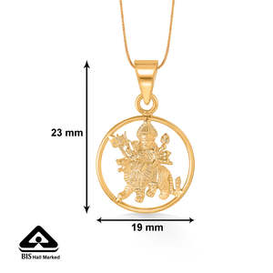 Colgante Religioso Unisex de Oro Amarillo con la Diosa Durga, Regalo Perfecto para Devotos - Product Image 5