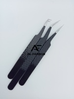 Pince à épiler pour Extension de cils Shine Black Color Diamond Grip Best Isolation Lash Tweezer Silver Pointed Tip Non Fiber