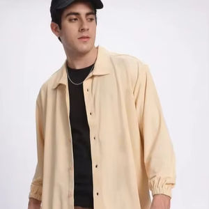 Chemise Homme Décontractée 100% Coton Coupe Régulière Solide Respirant Teint Uni Tricoté Tissage ODM Fourniture - Product Image 4