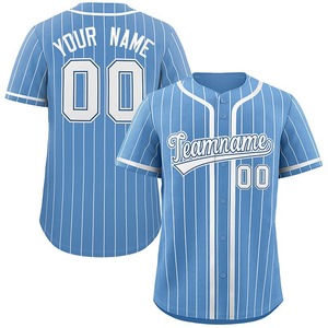 Vente en gros d'usine Maillot de baseball à rayures Uniforme pour jeunes Impression personnalisée Broderie 3D Manches courtes Chemises de baseball personnalisées pour hommes - Product Image 1