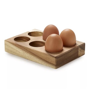 Plateau à oeufs en bois de bambou haut de gamme distributeur d'oeufs de réfrigérateur support de stockage de cuisine pour 6 oeufs. - Product Image 2