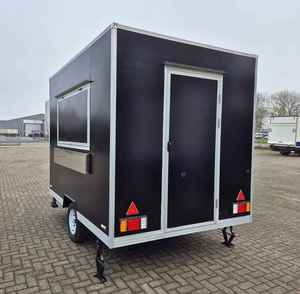 Remorque alimentaire mobile personnalisable avec barre de remorquage, camion de restauration noir, remorque de transport pour service de collations et boissons - Product Image 1