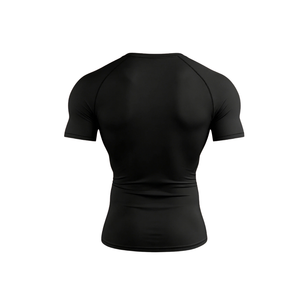 Mens <b>Black</b> <b>Compression</b> <b>Shirt</b> Short Sleeve Regular Fit Sports Training Gym Workout Fitness Running Athletic Base 200 Grams Blank - Product Image 3