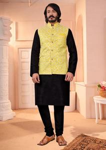Kurta Shalwar élégant de créateur de qualité supérieure pour hommes avec veste pour la mode derniers vêtements ethniques ensembles de 3 pièces pour hommes - Product Image 5