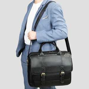 Luxury Vintage Genuine Cow <b>Leather</b> <b>Briefcase</b> Quality Wholesale Large Business Laptop Bag for Men Zipper - Product Image 6