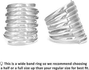 Anillo de declaración elegante de Plata de Ley 925 para mujer, banda ancha de envoltura, ajuste de incrustaciones, joyería fina de alta calidad, bodas, fiestas, Unisex - Product Image 2