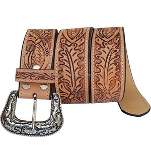 Cinturón de cuero de vaca tallado Vintage de gama alta Unisex, hebilla de aleación personalizada, Rosa pequeña en relieve para hombre, tejido extendido para exteriores - Product Image 1