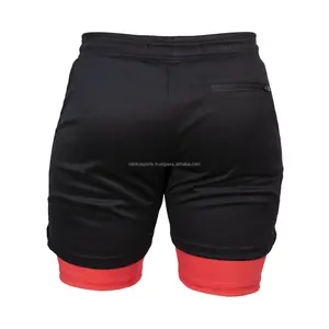 Casual Style 2-in-1 Double Layer <b>Shorts</b> High Quality Mid Solid Canvas Custom Branding <b>Zipper</b> Fly Breathable Quick Dry XS Size - Product Image 5