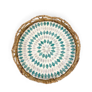 Mesa Decorativa Hecha a Mano con Incrustaciones de Madreperla y Borde de Jacinto de Agua, Diseño Flexible, para Servir Alimentos, Uso Doméstico, Vietnam - Product Image 3