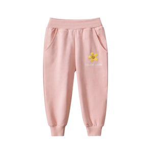 Pantalon de sport décontracté en molleton à motifs de couleur unie imprimé bonbon Vente en gros de pantalons de survêtement d'hiver en coton doux pour les tout-petites filles - Product Image 2