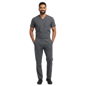 ProMens Efficient <b>Scrub</b> <b>Set</b> Soft Durable Medical Uniform with V Neck Top and Pants EasyCare Comfort for Clinics Hospitals Supply - Product Image 3
