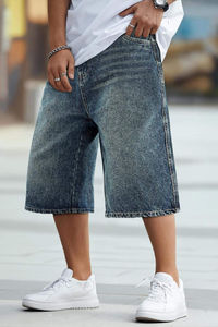 Premium Quality <b>Mens</b> Denim Shorts | Eco-Friendly <b>Elastic</b> <b>Waist</b> | Distressed Design Both-Side Pockets | Outdoor Summer Wear | - Product Image 3