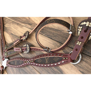 Meilleure vente équestre Western Horse Headstall poitrine collier ensemble en cuir de vache fabricant indien pour les utilisations de chevaux - Product Image 3