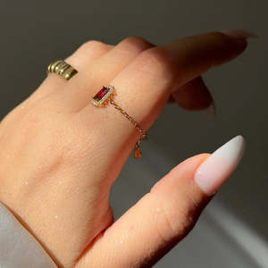 Anillo de Cadena con Halo Chapado en Oro Vintage para Regalo - Product Image 2