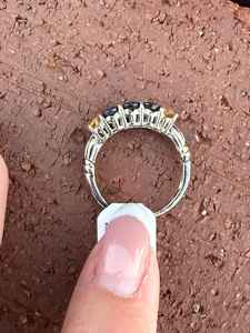 Anillo de Compromiso de Oro de 9k con Zafiro Azul Amarillo Talla Oval Genuino, Anillo de Eternidad, Aniversario de Bodas - Product Image 6