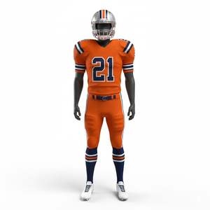 Uniforme de football américain haut de gamme, maillot à col en V, pantalon court extensible, logos et noms personnalisés - 100% polyester, séchage rapide, respirant - Product Image 6