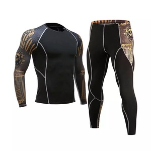 Vente en gros de vêtements de sport personnalisés avec logo imprimé Ensemble de sous-vêtements de compression pour hommes - Product Image 6
