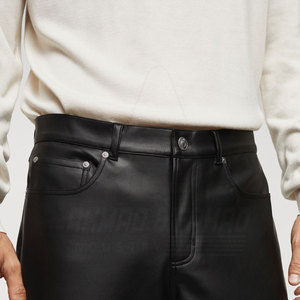 2026 New Customized Men Leather Pants Straight Mid Waist Lightweight Casual Eco-Friendly Breathable Custom Logo <b>for</b> <b>Sale</b> - Product Image 4
