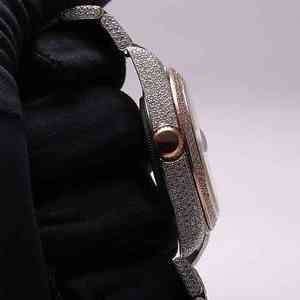 Montre mécanique de luxe en or rose sport haut de gamme avec cadran arabe, sertie de moissanite, analogique, verre, acier inoxydable, résistante à l'eau - Product Image 3