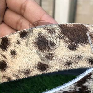 Ceinture pour homme en cuir de vache véritable avec poils |   Boucle en alliage de style occidental faite à la main, robuste, écologique, imprimé animal, 3,5 cm - Product Image 3