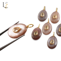 Pendentif ovale en pierre de lune chocolat naturelle avec incrustation de zircon, en argent sterling 925, pendentifs fins, breloques pour la fabrication de bijoux, 18 mm