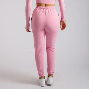 Wholesale High Quality Pink Oversize Women Stacked Baggy Unisex <b>Lace</b> Eco-Friendly Breathable Cotton Thermal Fleece Joggers - Product Image 3