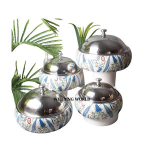 Nouvel arrivage de chauffe-plats en métal design personnalisé casserole fantaisie de forme ronde vaisselle de table chauffe-plats en métal vente chaude - Product Image 6