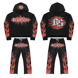 Haute qualité 100% sérigraphie hommes 2 pièces Logo pantalons de survêtement et survêtement à capuche personnalisés pour une utilisation hivernale - Product Image 3