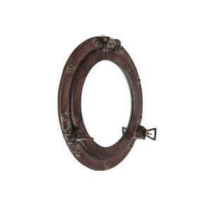 Marco de aluminio de 15 \ "de alta calidad, ojo de buey náutico, con acabado antiguo logotipo tallado, buen espejo de Metal pulido, diseño de logotipo envejecido - Product Image 5