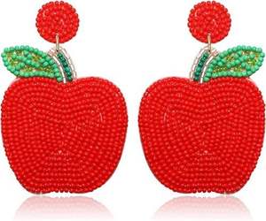 Pendientes bordados con cuentas hechos a mano hermoso diseño de tomate pendientes de gota de moda de lujo para niñas nueva tendencia elegante - Product Image 3