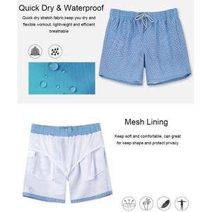 Pantalones cortos de playa informales con lavado ácido para hombre 2024, pantalones cortos de playa de verano con cintura elástica y bolsillos para hombre - Product Image 3