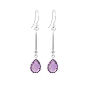 Pendientes colgantes con forma de pera de amatista natural, joyería hecha a mano de Plata de Ley 925, piedra natal de febrero para mujer - Product Image 5