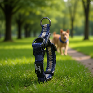 Collare per Animali Domestici Bicolore con Strisce Riflettenti per Passeggiate all'Aperto e Visibilità - Product Image 3