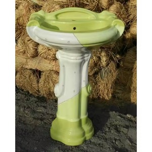 European Design One-Piece Solid Surface Bathroom Ceramic Pedestal Sink Floor-Standing Wash Basin for Hospital or Villa in Iraq - Product Image 2