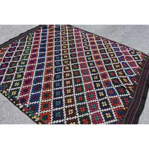 Vintage 6.4x8.6 ft <b>Rug</b>, <b>Large</b> Turkish <b>Rug</b>, Red <b>Blue</b> Plants & trees <b>Rug</b> - Product Image 4