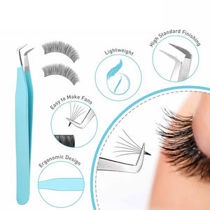 Pinzas Profesionales para Pestañas de Acero Inoxidable con Punta Curva de Microfibra Antiestática, Duraderas y con Agarre Cómodo, Herramienta para Extensión de Pestañas - Product Image 2