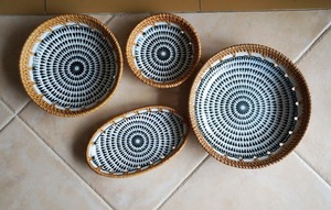 ถาดเสิร์ฟขนมหวายสานด้วยมือถาดอาหารเซรามิกสำหรับตกแต่งโต๊ะสำหรับผลิตภัณฑ์ Amazon FBA - Product Image 2