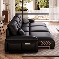 Canapé inclinable ergonomique haut de gamme en cuir, avec repose-jambes extensibles, soutien multi-zones, accoudoirs rabattables avec table et rangement