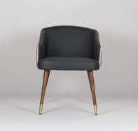 Chaise de salle à manger minimaliste style influenceur Instagram, design nordique, en bois massif, avec dossier en cuir écologique, pour restaurant et hôtel