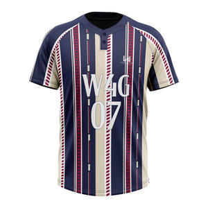 W4G 高品质男士棒球球衣正面徽标 <span class=keywords><strong>2</strong></span> 个纽扣透气吸汗大码 V 领定制球衣 - Product Image 4