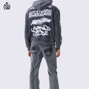 Fourniture d'usine de vêtements de sport surdimensionnés sweats à capuche imprimés bouffants basiques coton mélangé personnalisé respirant sweats à capuche imprimés bouffants pour hommes - Product Image 4