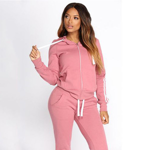 Producto 2025, sudadera femenina de cintura alta superior, conjunto ajustado deportivo sólido, conjunto de ropa de dos piezas para mujer, chándal deportivo con capucha - Product Image 3