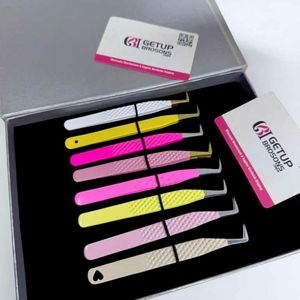 GETUP BROSONS IMPEX Pince à épiler en acier inoxydable à 90 degrés pour cils, avec revêtement en poudre varié, outil de précision, emballage en boîte - Product Image 2