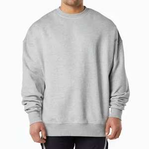 Sweat-shirt homme 100% coton de haute qualité pull-over sweat à col rond logo personnalisé épaule tombante sweat-shirt Streetwear décontracté - Product Image 2