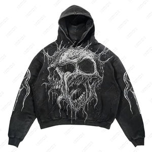 เสื้อฮู้ดมีซิปไซส์ใหญ่พิเศษสำหรับผู้ชายผ้าฝ้าย100% ซักได้กรดพิมพ์ลาย DTG - Product Image 1