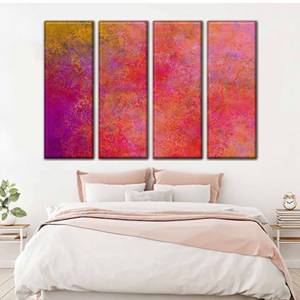4 Panel Art Deco Rosa Púrpura Naranja Amarillo Lienzo Colgante de pared con colores vivos - Product Image 1