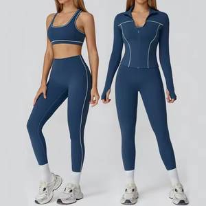 Fabricant de vêtements de yoga pour femmes Costume sexy pour femmes Ensemble 2 pièces Costume de fitness à la mode pour femmes - Product Image 3