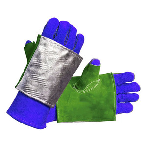 Guantes de soldadura de cuero de vaca de aluminio, guantes de soldadura ignífugos resistentes al calor a la abrasión resistentes al calor - Product Image 3