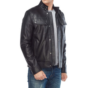Chaquetas de cuero para hombres Proveedor directo de fábrica Cremallera frontal de alta calidad y bolsillos Chaquetas de cuero con precio barato - Product Image 3